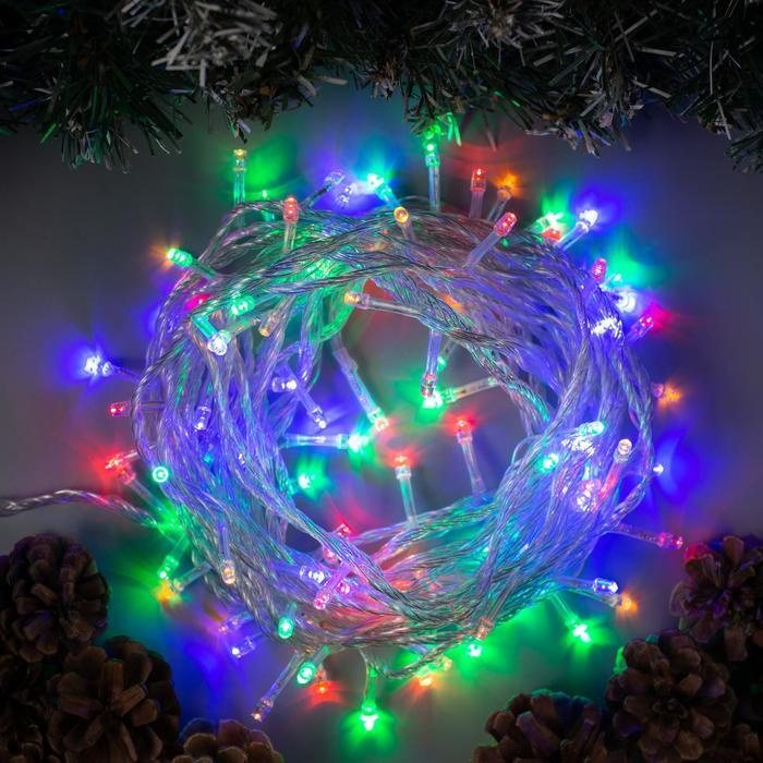 Гирлянда "Нить" 10м прозрачная нить, 70 LED, свечение мульти