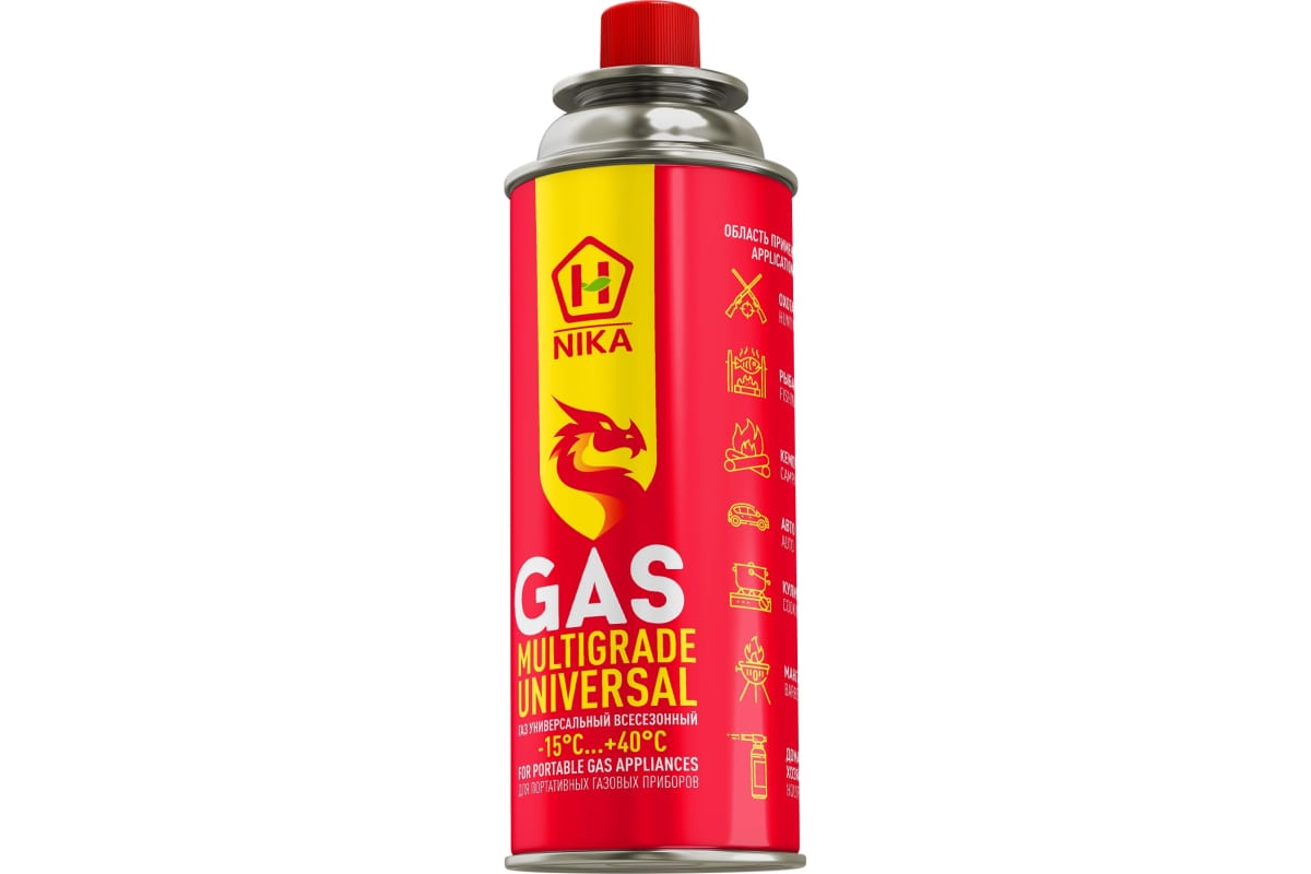 Газ для заправки газовых приборов 220гр NIKA, Gasolina (красный дракон)