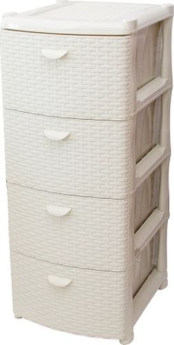 Комод 4 секции Ротанг белый