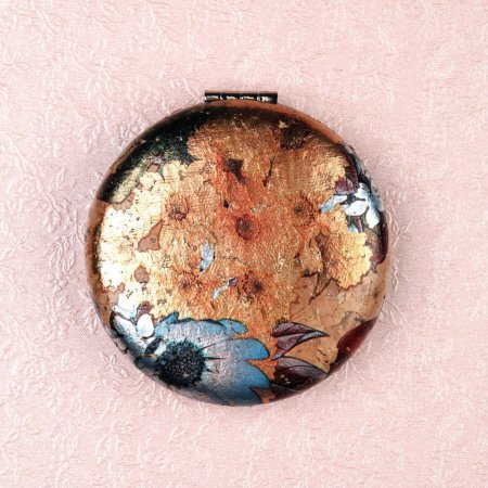 Зеркало карманное 7см GT361 кожзам