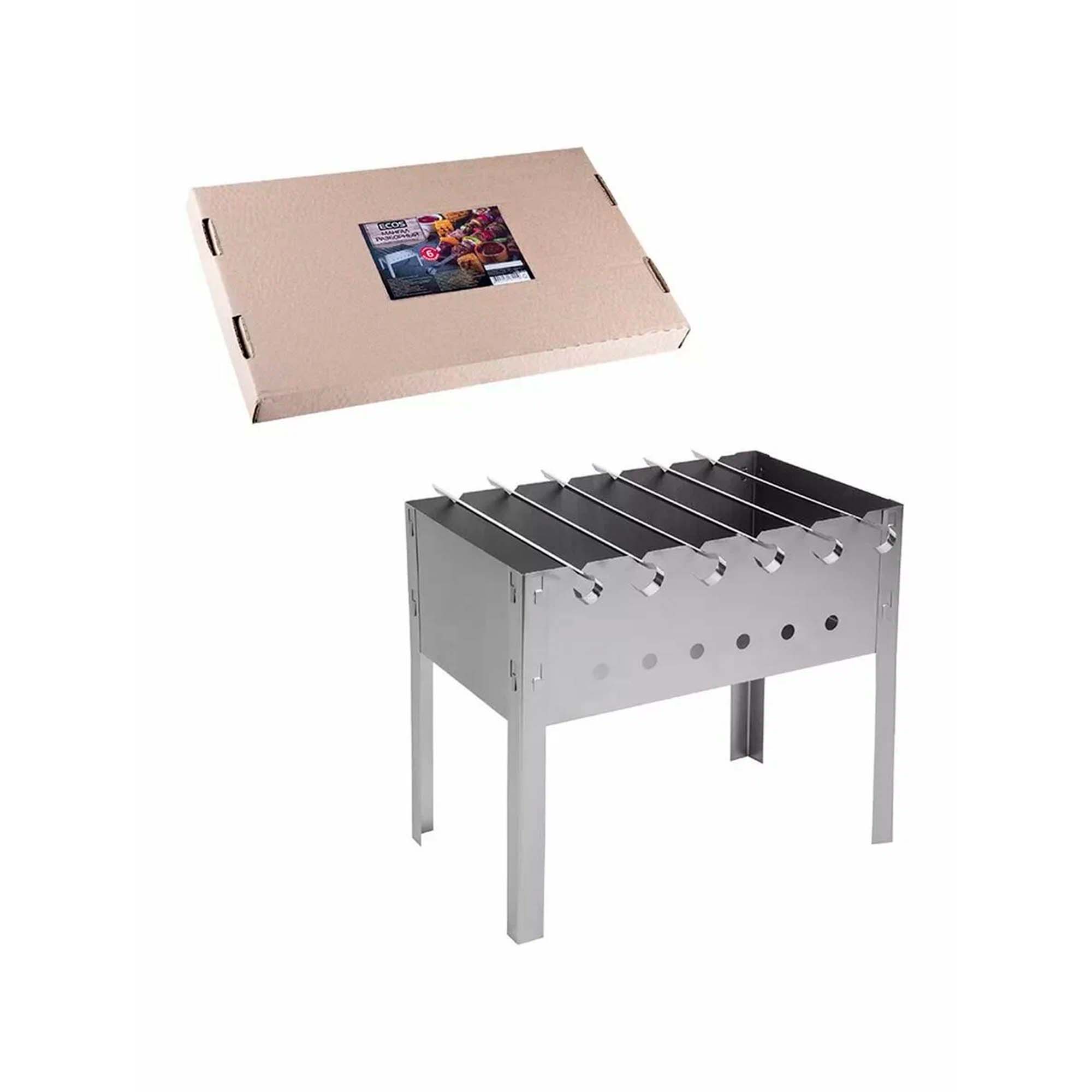 Мангал на барашках в г/к коробке (500х300х500 тол. 1,2мм) +5х370 шампуров