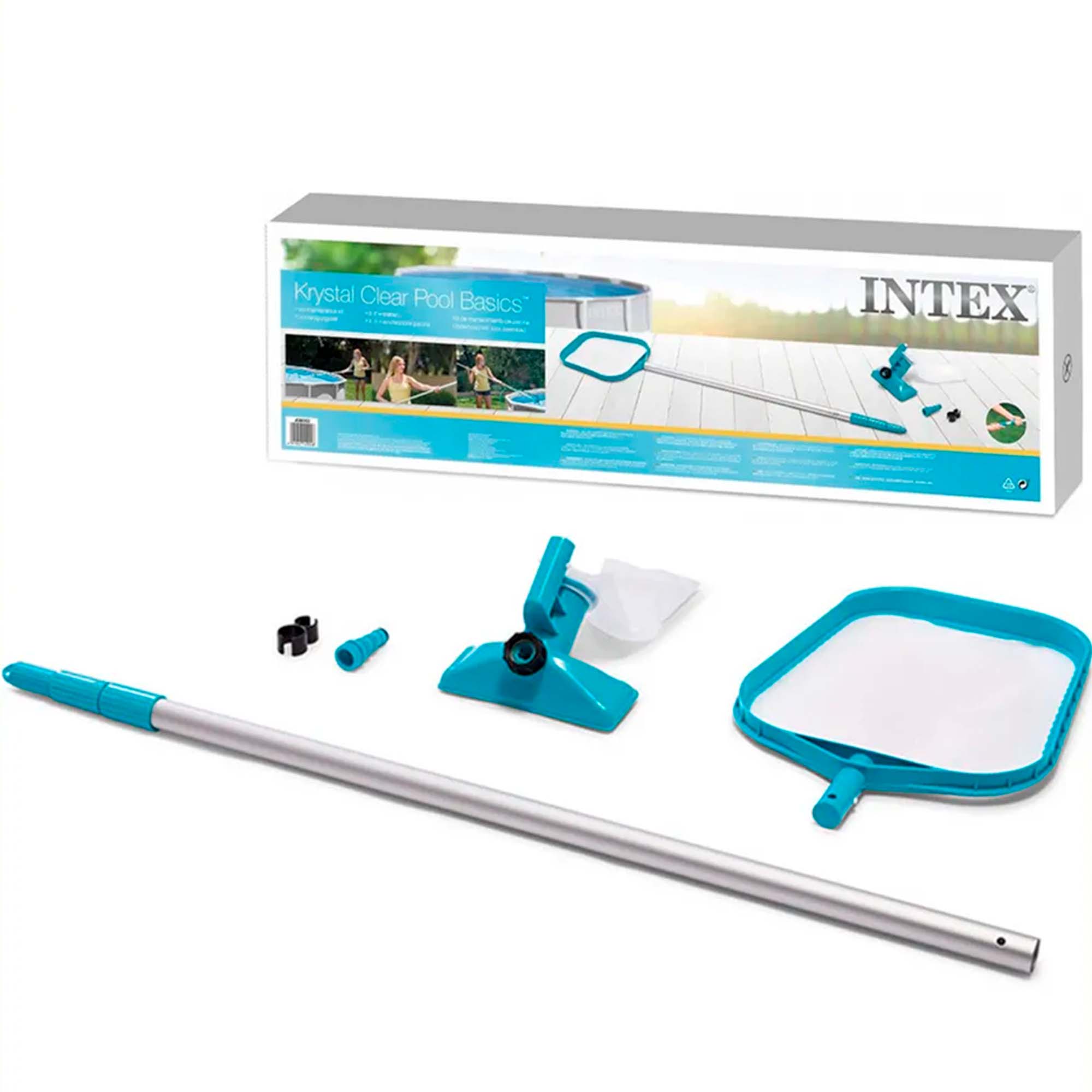 28002, Intex, Набор для чистки бассейна до 488см (ручка 239см, сачок и вакуумная насадка с мешком), уп.4