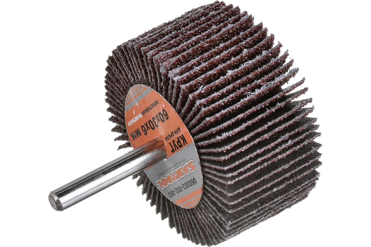 Круг "SANTOOL" лепестковый 60x30x6 мм по металлу для дрели зернистость P60 (№25)