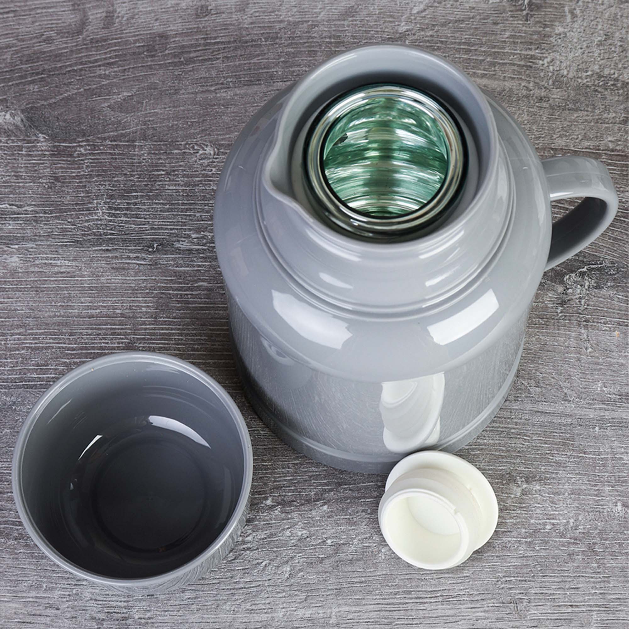 Термос 1л со стеклянной колбой Ретро G-930 Серый