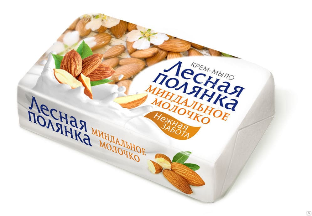 Мыло туалетное 90г Лесная полянка Миндальное молочное