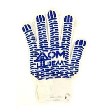 Перчатки х/б 10кл бел ПВХ ДомВелл ПРОМ Перчатки х/б 10кл бел ПВХ ДомВелл ПРОМ