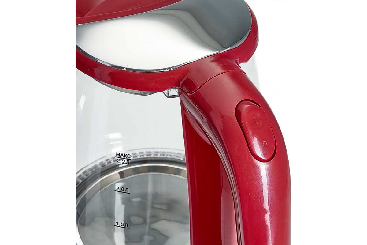 Чайник 2,2л АКСИНЬЯ корпус из жаропр. стекла 1500Вт, красный