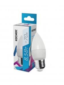 Лампа свд Космос свеча  E27 8,5W (8W) (740lm) 4500K 4K матов. 99x37 LkecLED8.5wCNE2745