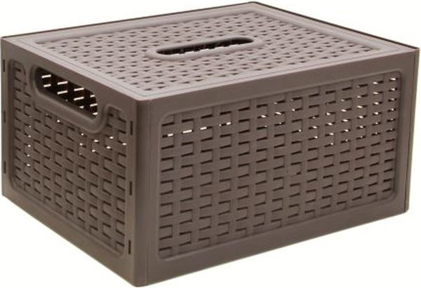 Ящик хозяйственный 280х185х126мм коричневый РОТАНГ с крышкой 