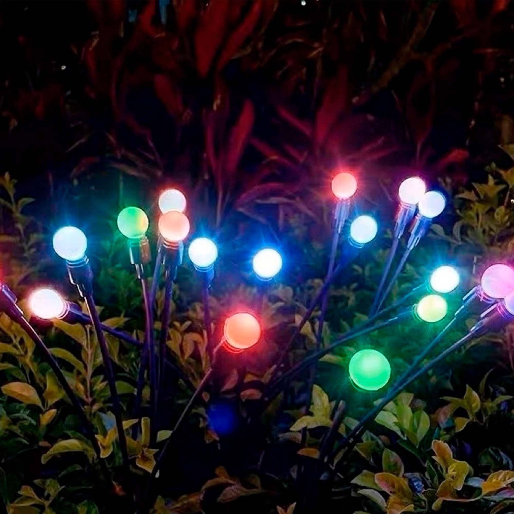 Светильник садовый на солнечной батарее 10 ламп цветной