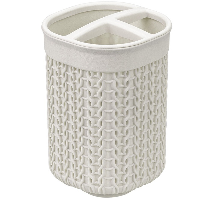 Подставка для зубных щеток ВЯЗАНИЕ белый ротанг