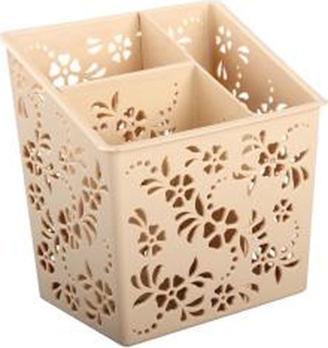 Подставка для столовых приборов 16,5х12,5х17см,  пластик  бежевый