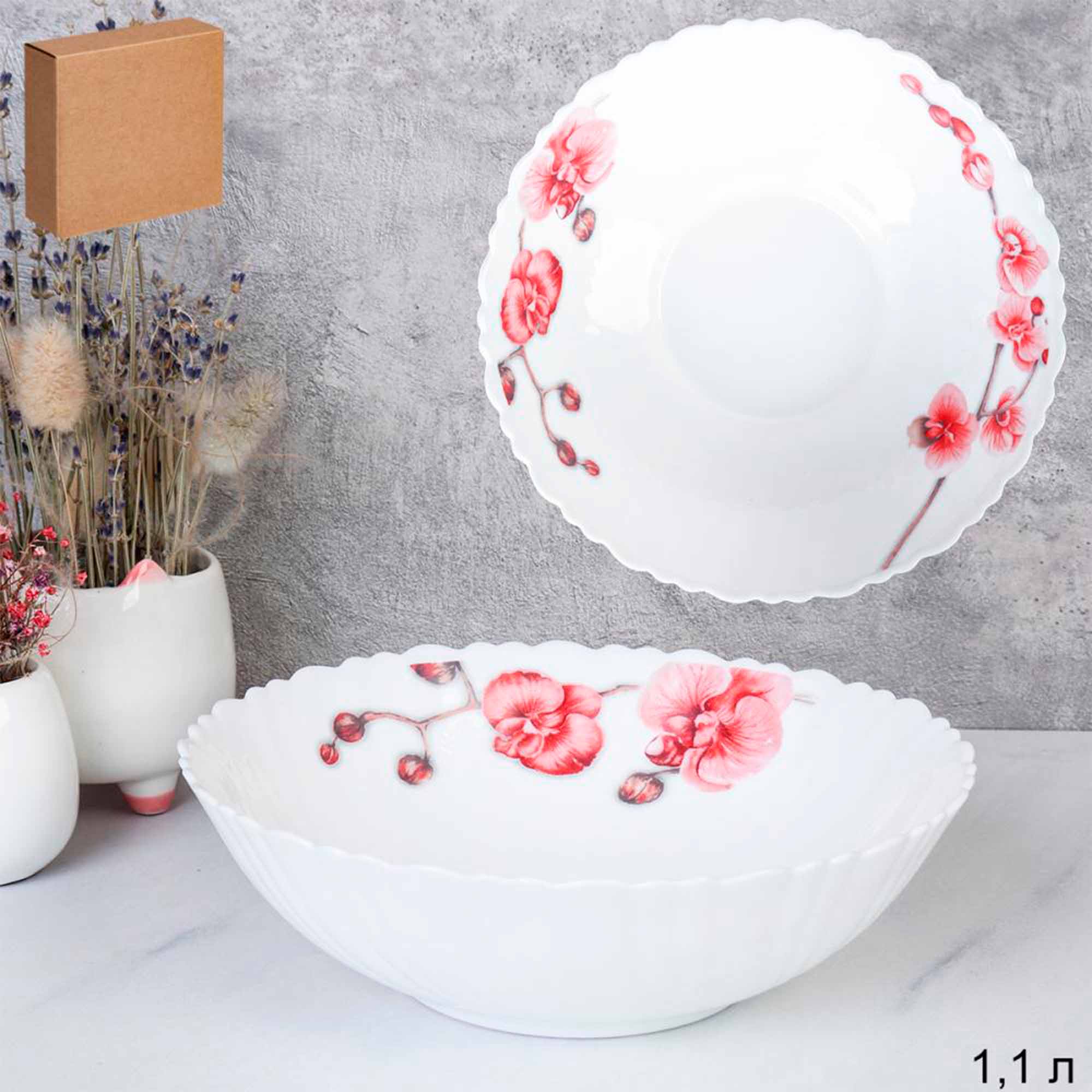 Салатник 1100мл 25/YGB-220 (6755) Орхидея на ветке