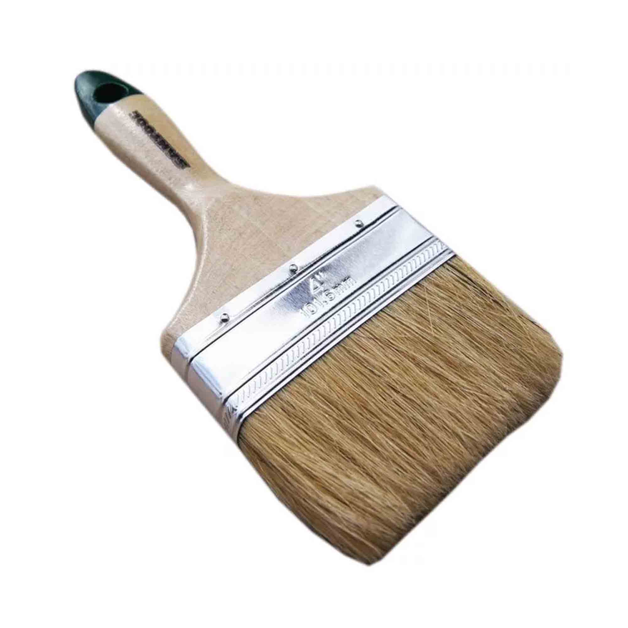 Кисть плоская 100мм ЕВРО 4" натуральная щетина лакированная ручка