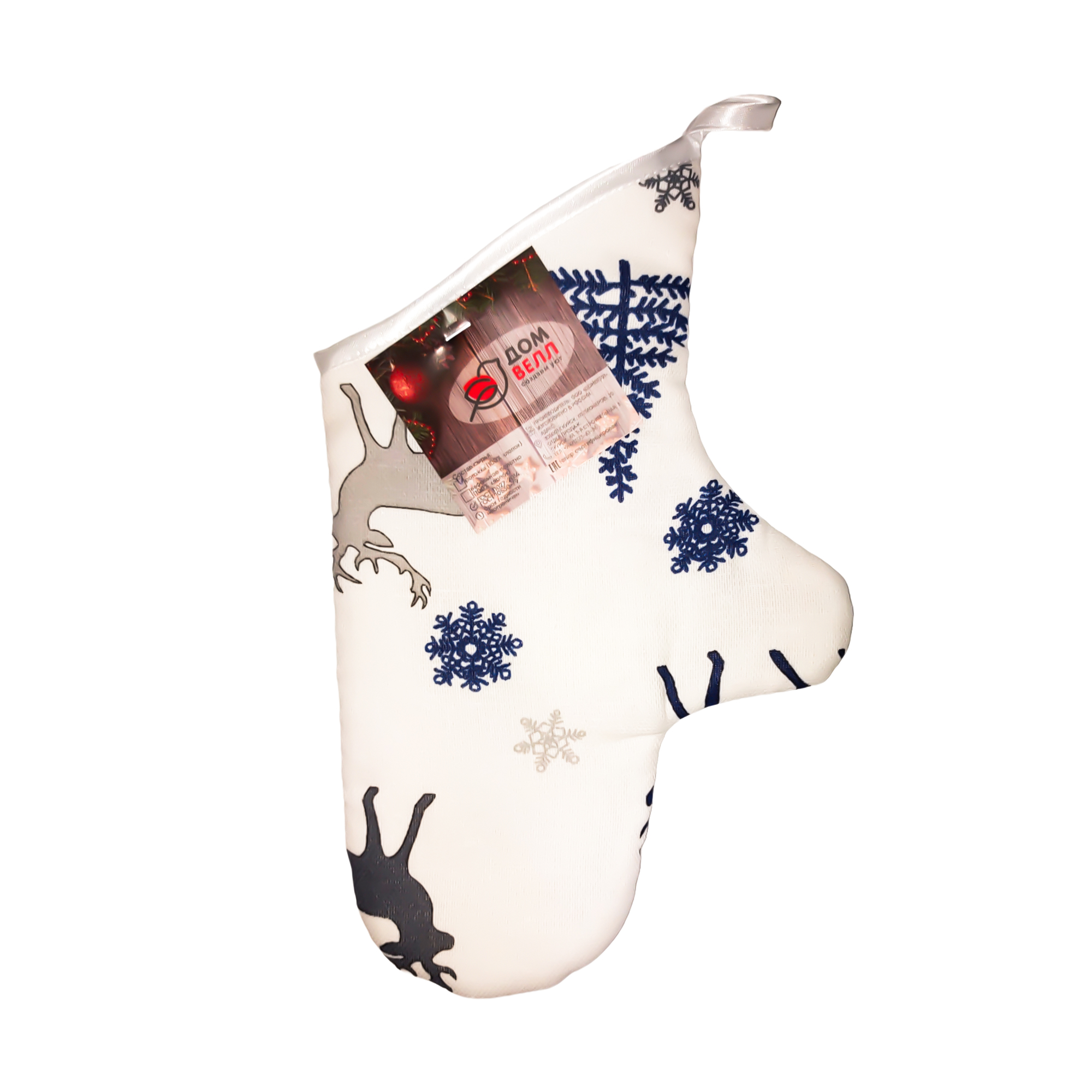 Варежка 35*20 кухонная из рогожки ДомВелл 7375/3 Гренландия синяя