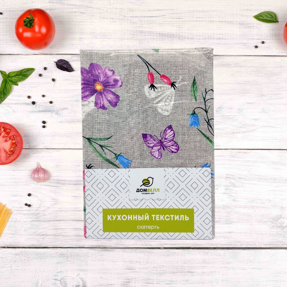 Скатерть вафельная 120х150 ДомВелл Бабочки 5131/1
