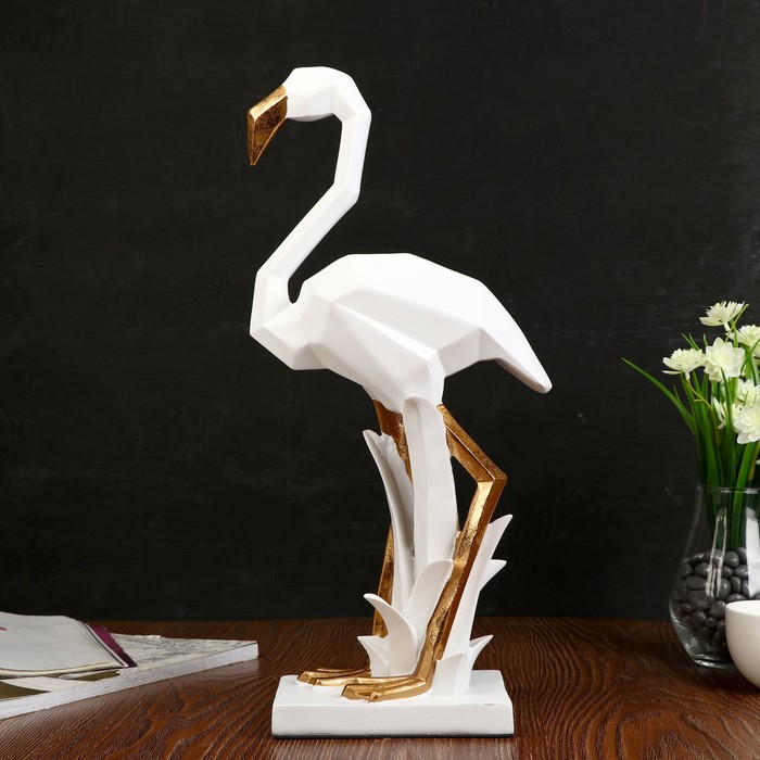 Статуэтка 44см  POLYESTER  WHİTE FLAMİNGO