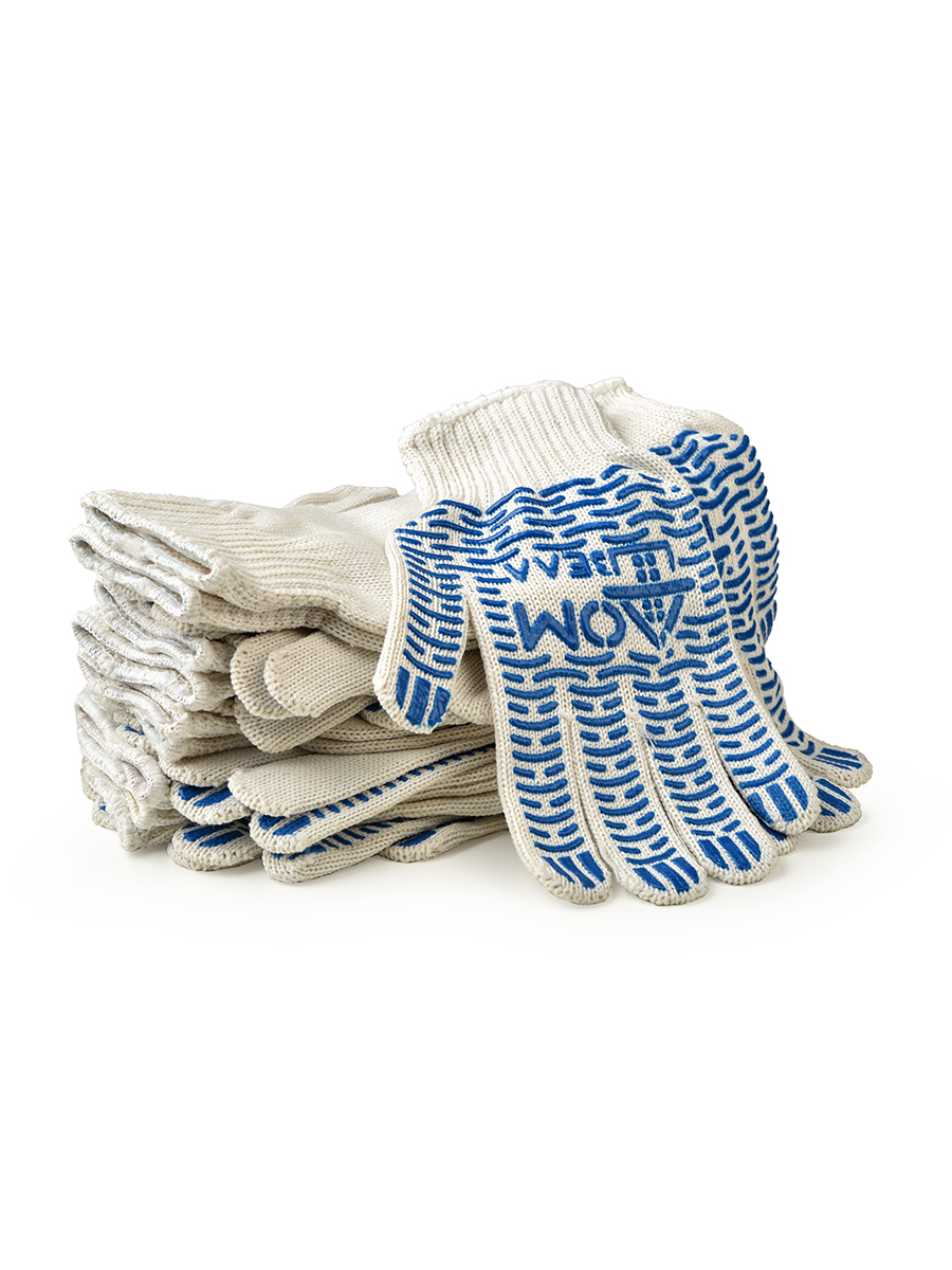 Перчатки х/б 7кл бел ПВХ ДомВелл ПРОМ Перчатки х/б 7кл бел ПВХ ДомВелл ПРОМ