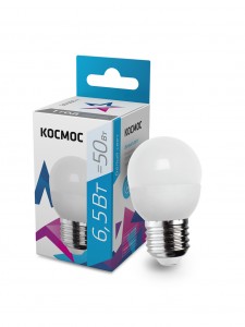 Лампа свд Космос шар  E27 6,5W (6W) (480lm) 4500K 4K матов. 82x45 LkecLED6.5wGL45E2745