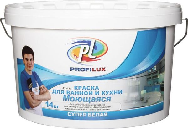 Краска водоэмульсионная 14кг PL-13L (син.эт) латексная  моющаяся износоуст"Профилюкс"