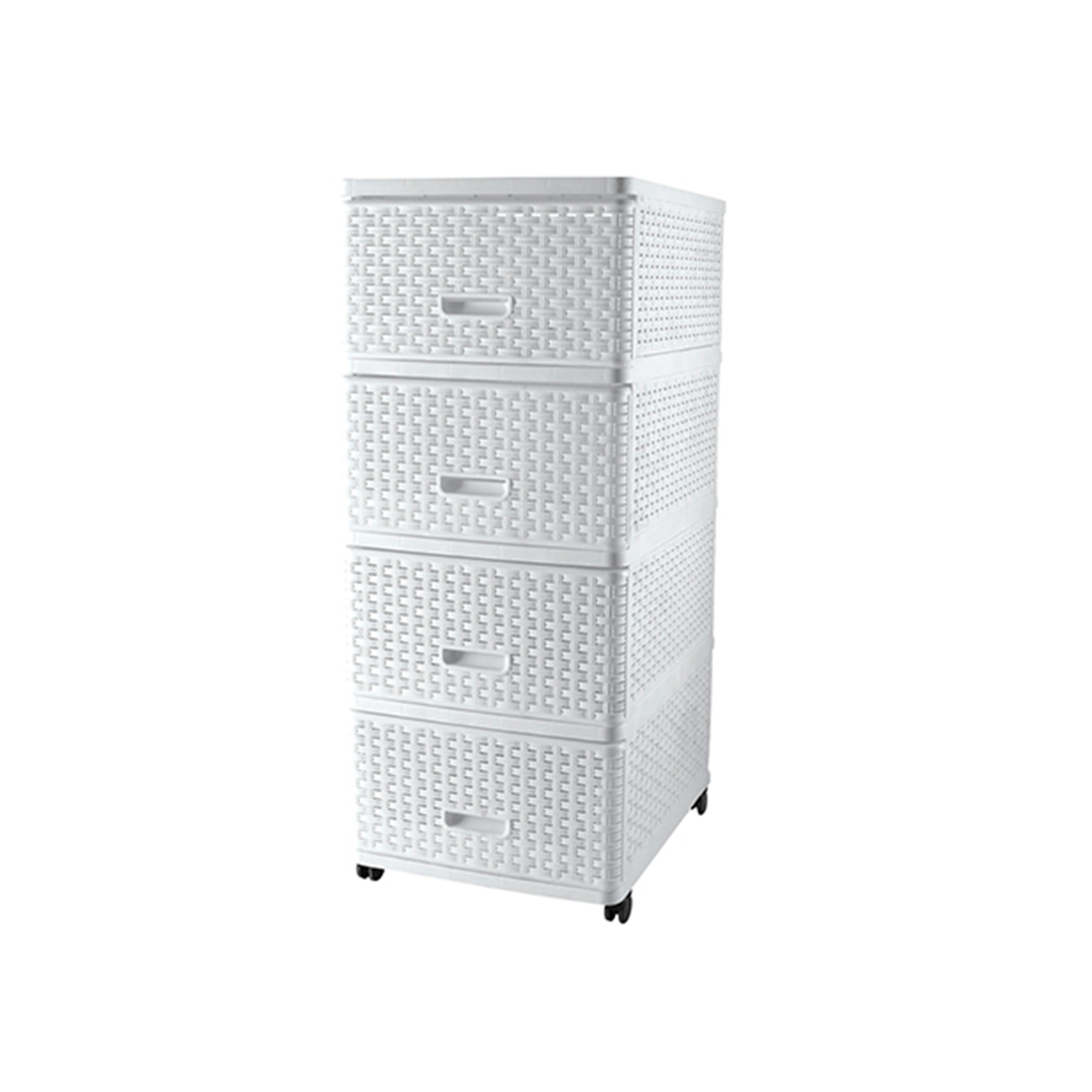 Комод 4 секции Плетенный белый