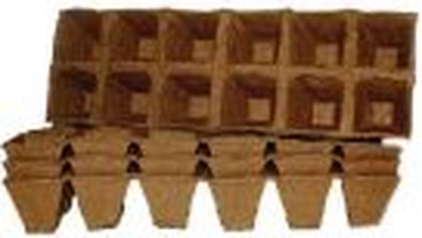 Горшки торфяные 50х50мм квадрат.(в блоке 12шт)