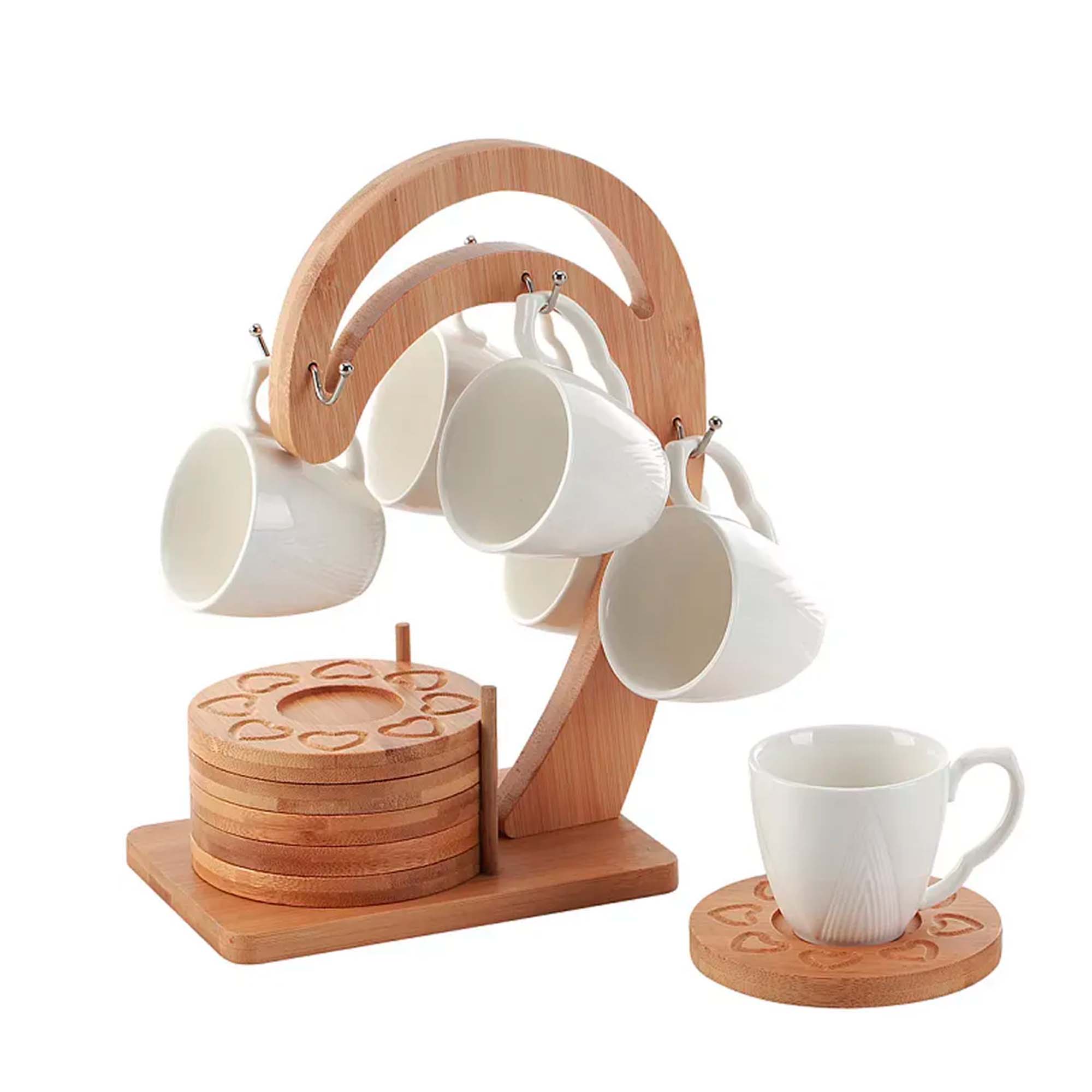 Набор кофейный 12 предметов на  бамбуковой подставке "DECO"