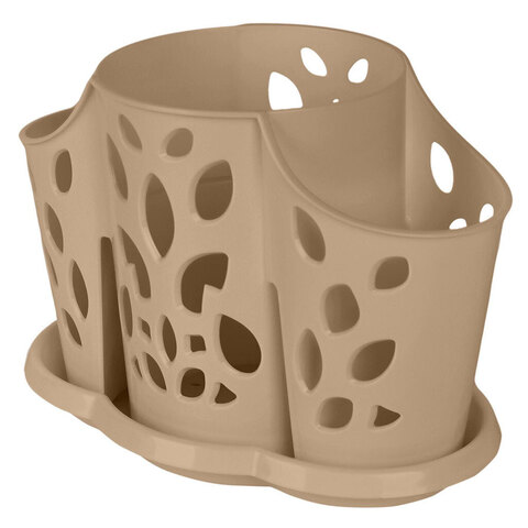 Сушилка для столовых приборов Plast Team 3х-секционная 177х110х130 мм шоколадный мокко