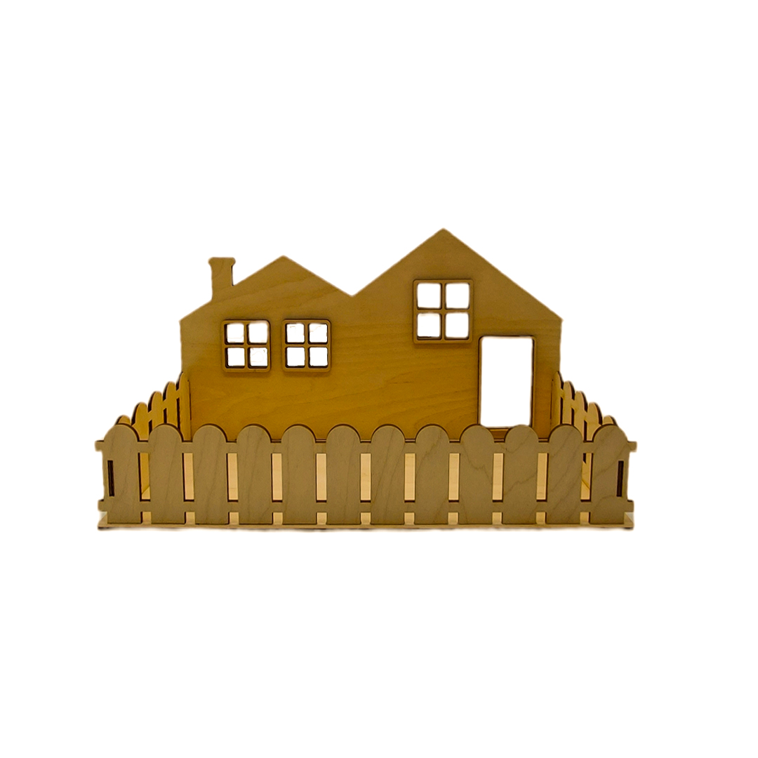 Кашпо 27*12*22см ДомВуд Домик с забором Экошпон Ф249