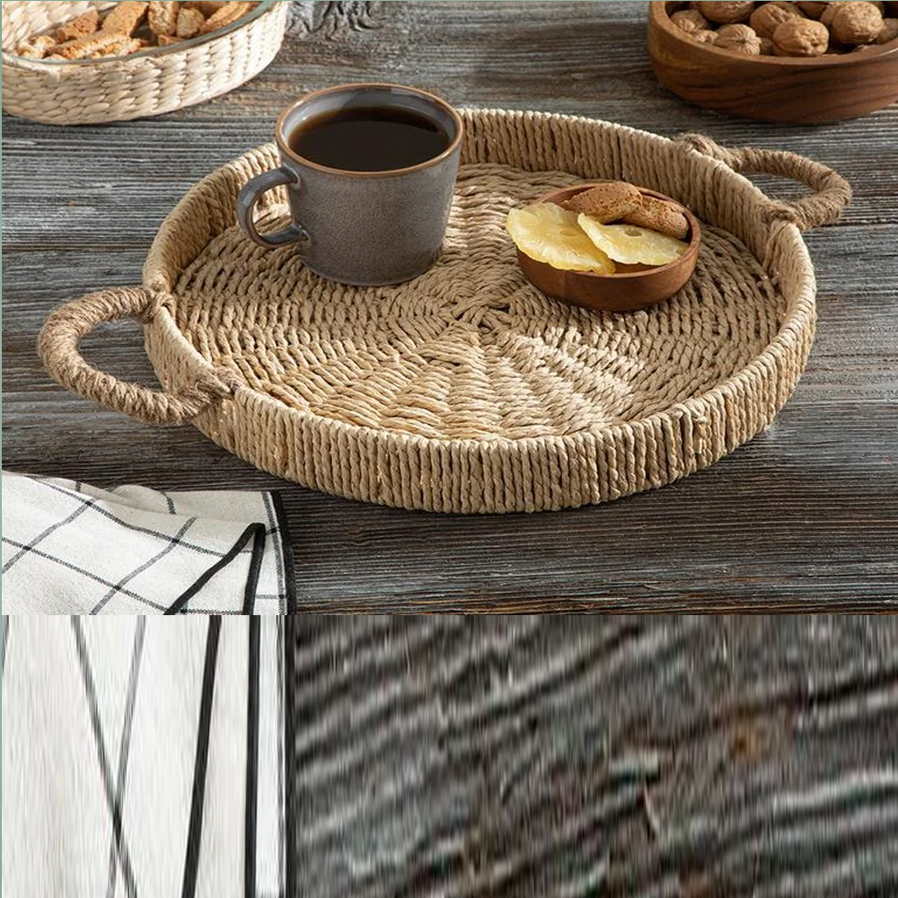 Поднос d-35см плетеный тросник Melange Коричневый