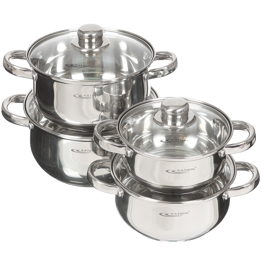 Набор посуды нержавеющая сталь, 4пр ГРЕТТА (1,6л +2,2л + 3,2л + 4,2л) в подар.упак.