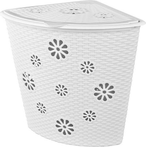 Корзина для белья 45л "Плетёнка" угловая белый