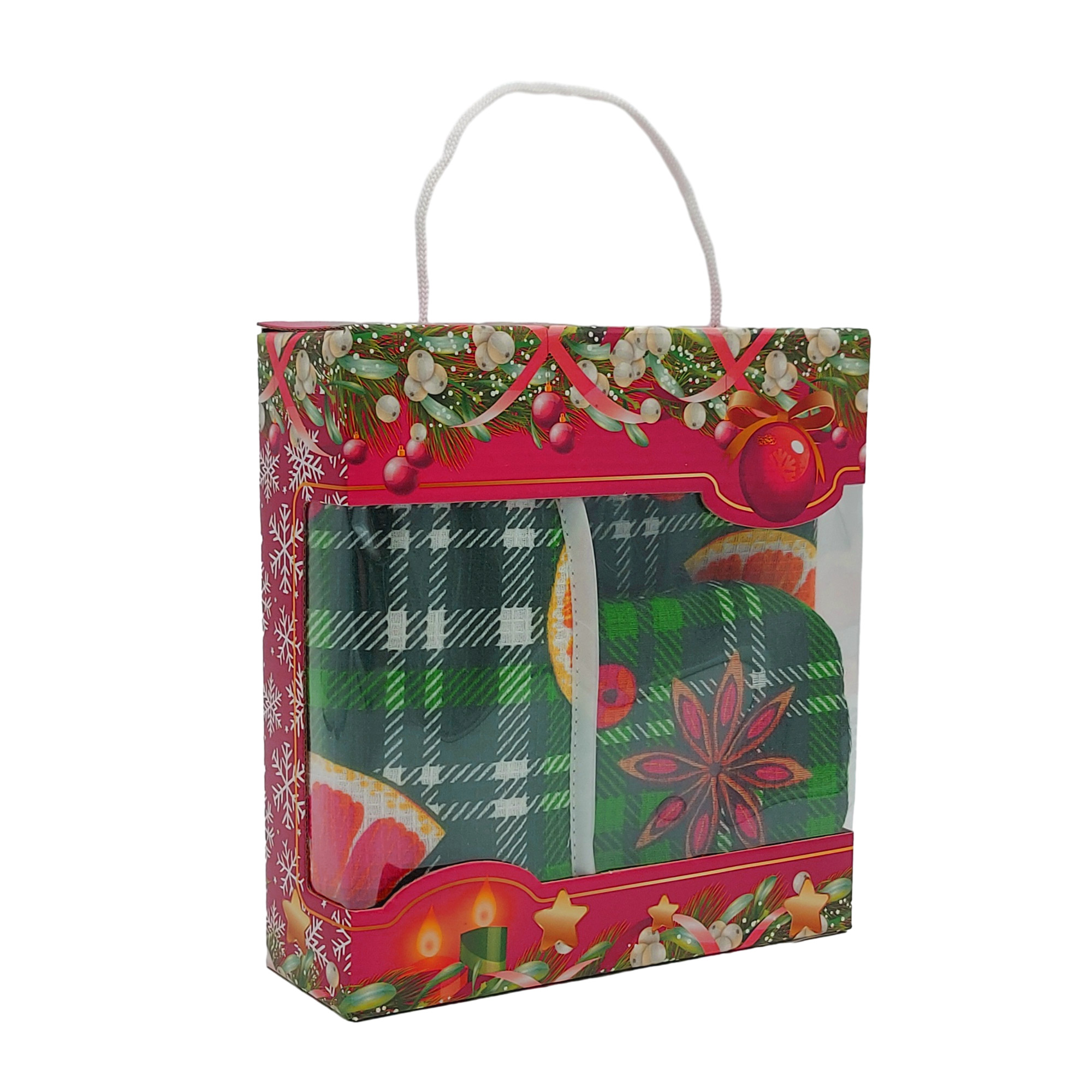 Набор Д2 Рождественский аромат ДомВелл (Коробка+Варежка+Прихватка+Полотенце 50*75 2шт)