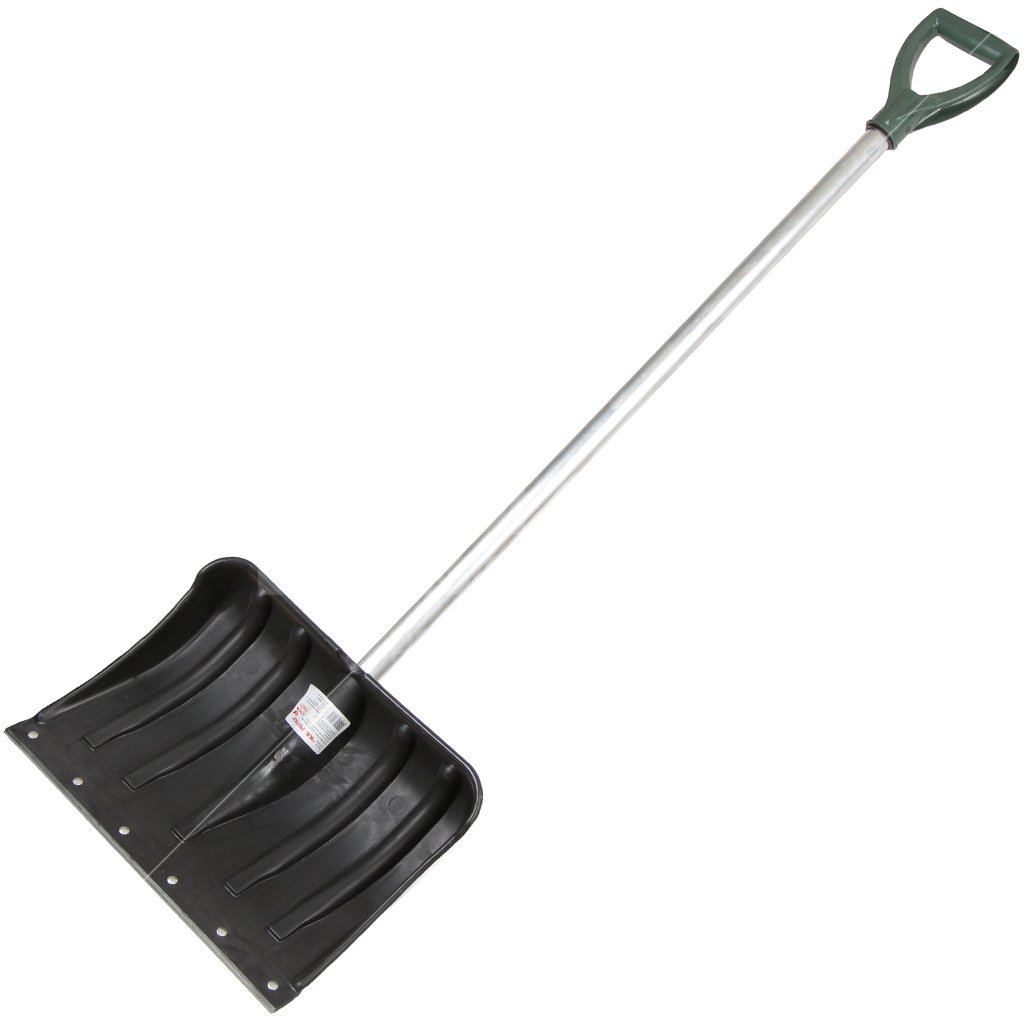Лопата для снега "Камчатка" 45х33см пластиковая с V ручкой с алюминиевым черенком 
