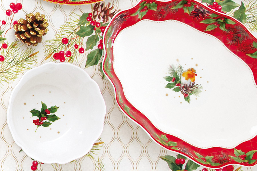Набор салатников 2шт 14см "Рождественские ягоды" в подарочной упаковке.