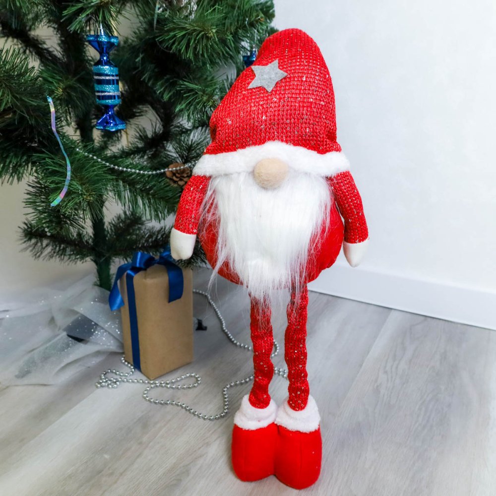 Гном декоративный новогодний  60 см, на телескопических ногах 