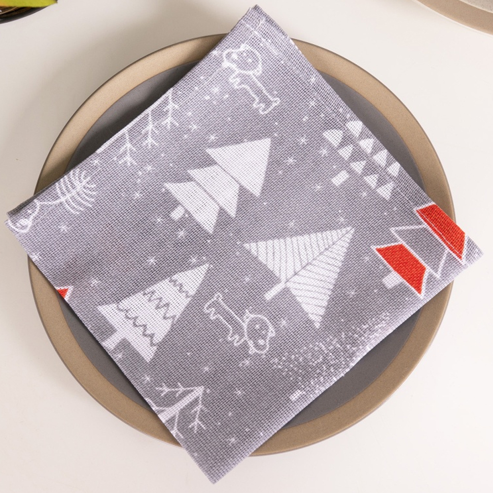 Салфетка из рогожки 30*30 ДомВелл 7376/1 Новогодний хоровод