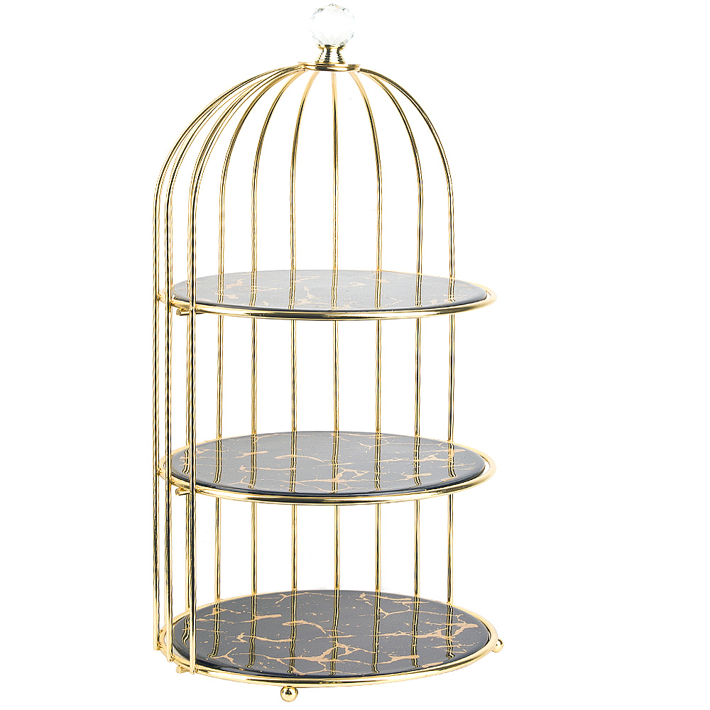 Блюдо 3-х ярусное "Черный мрамор" 21,5х21,5х44см