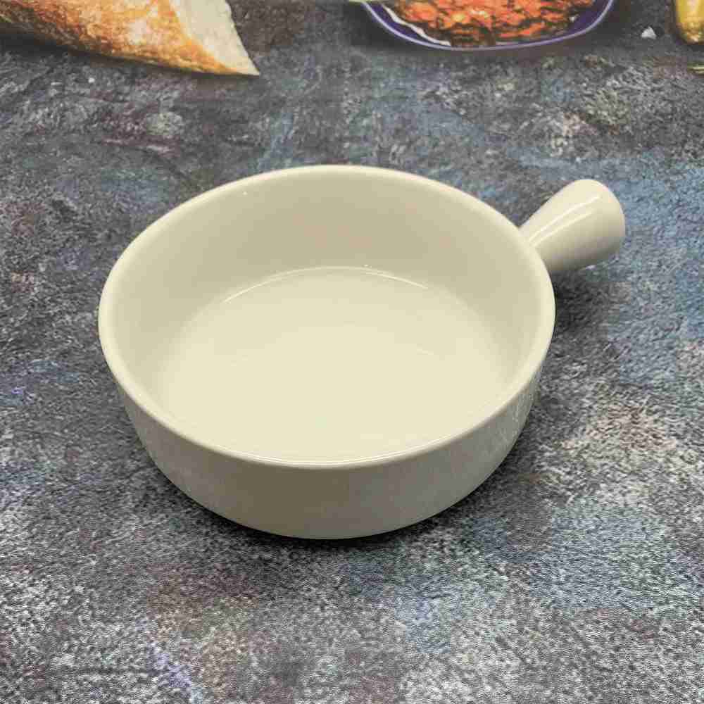 Кокотница с ручкой, белая, 20 см РД75234