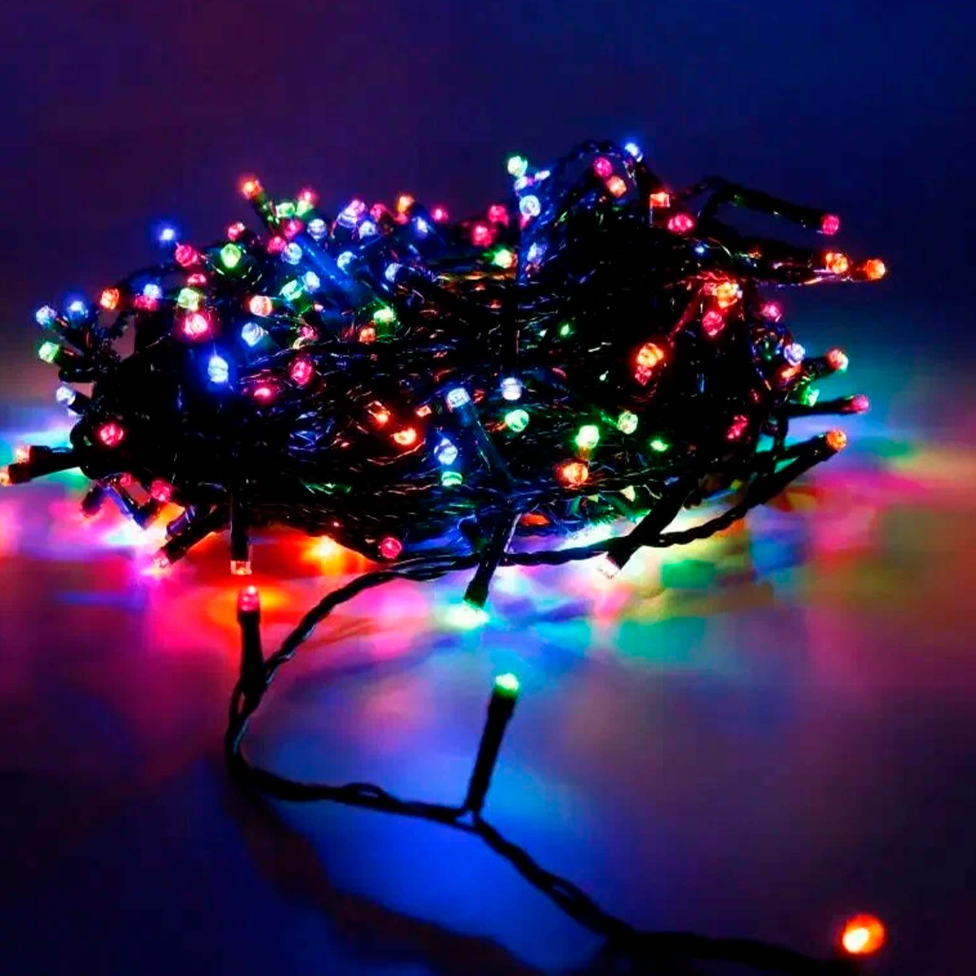 Гирлянда "Нить" 10м, темная нить, свечение мульти РД18287