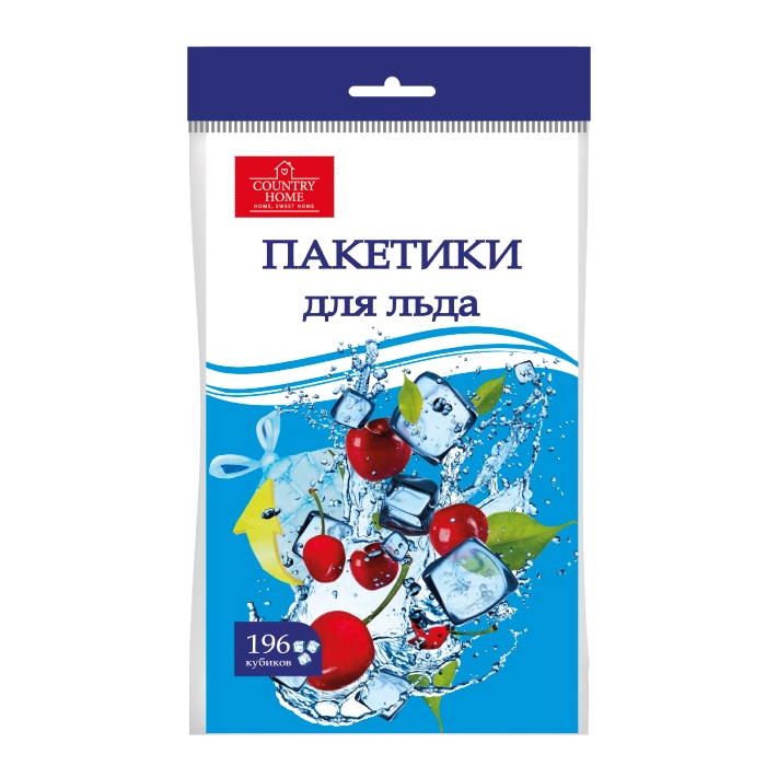 Пакетики для приготовления льда самозакрывающиеся, 196 кубиков, ПВД, в уп. 