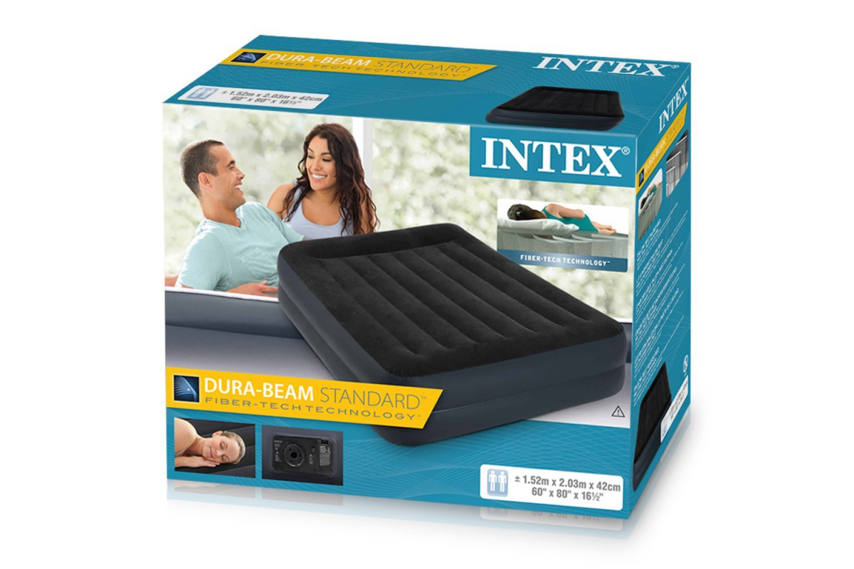Кровать надувная 152х203х42см Intex Pillow Rest Raised Bed с подголовником, встроенный насос 