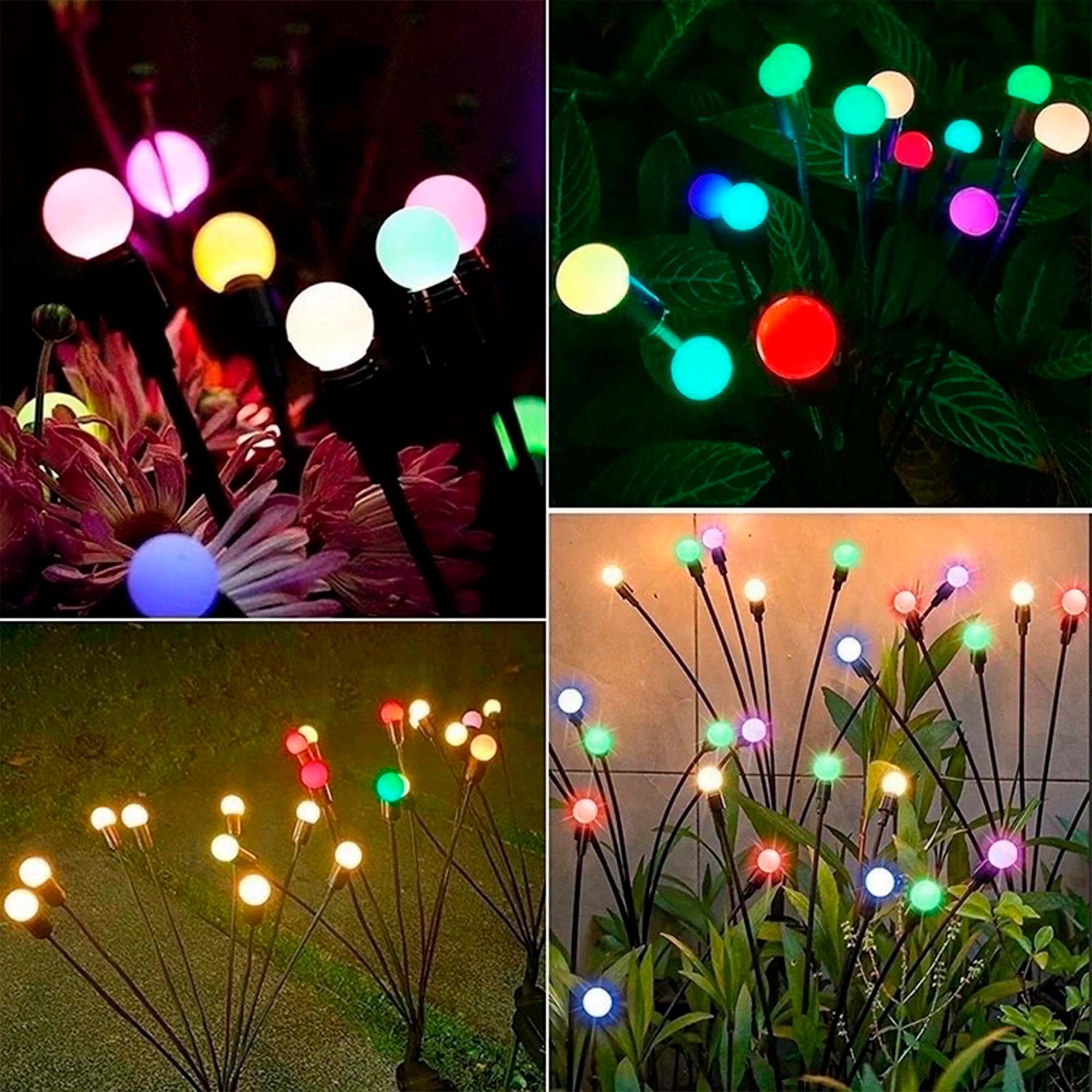 Светильник садовый на солнечной батарее 10 ламп цветной