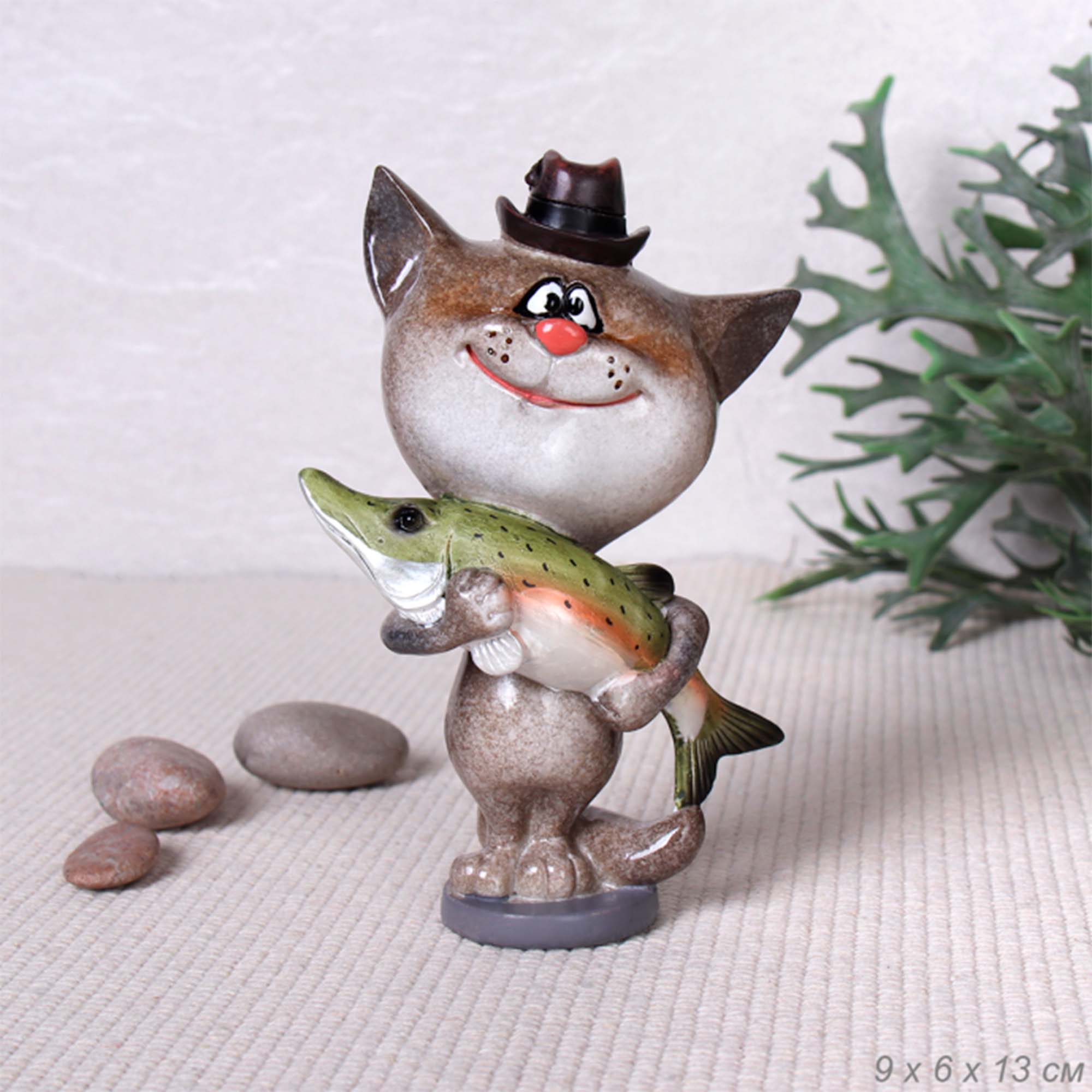 Фигурка Кот рыбак 13см YX11051 