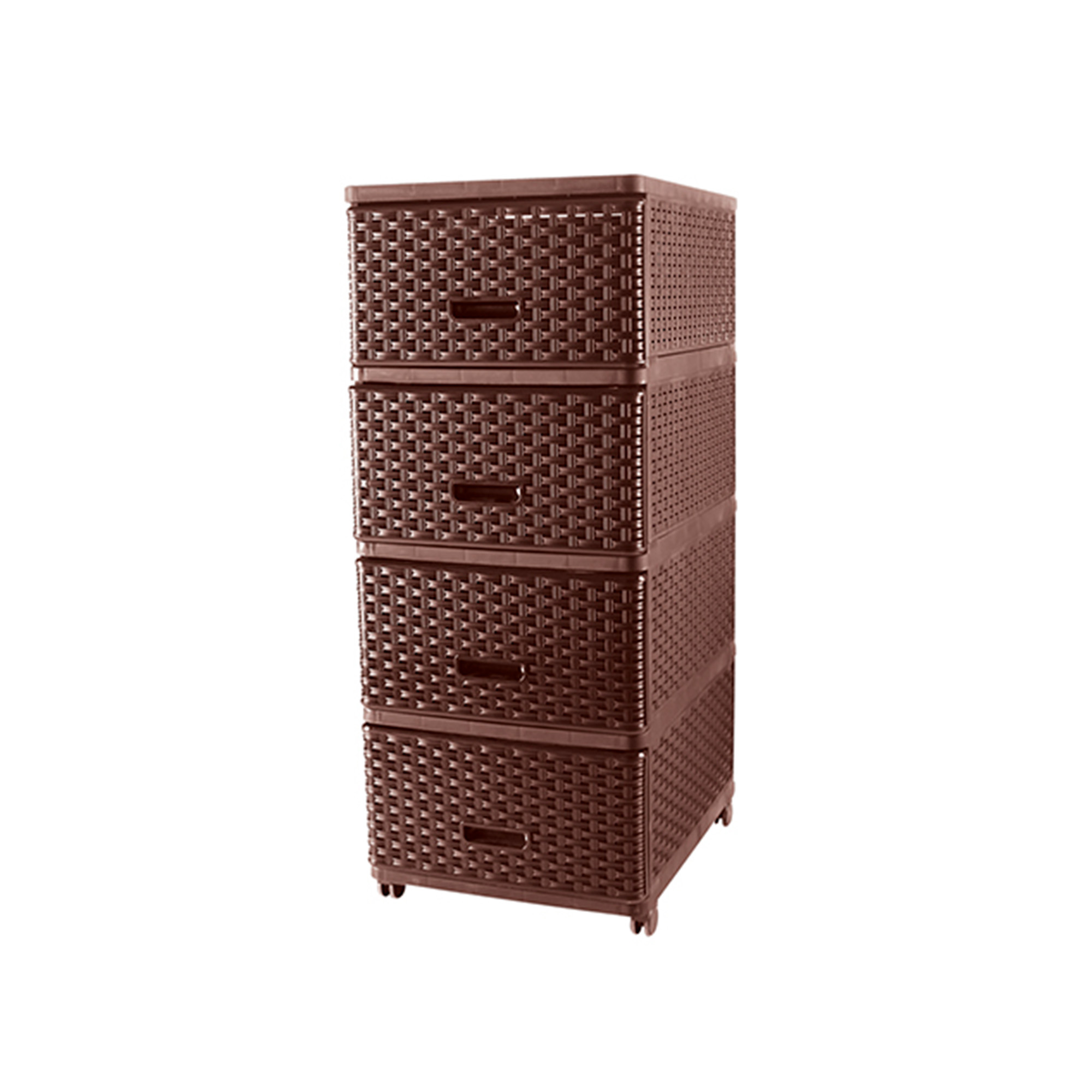 Комод 4 секции Плетенный коричневый