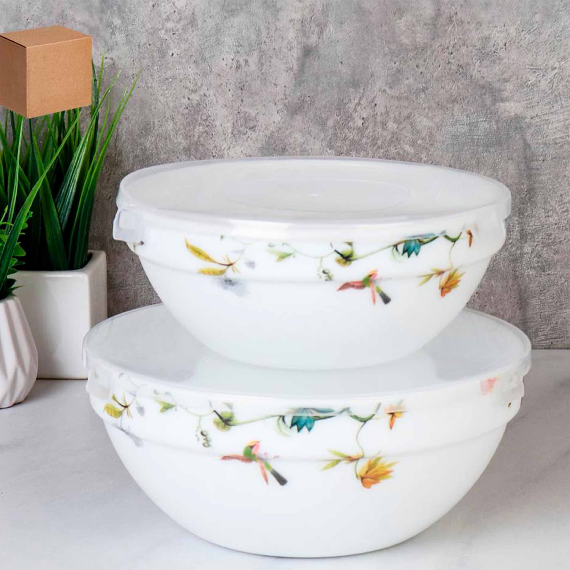 Салатник с крышкой 2 предмета GRAY-SW2A (7008) Райский сад 