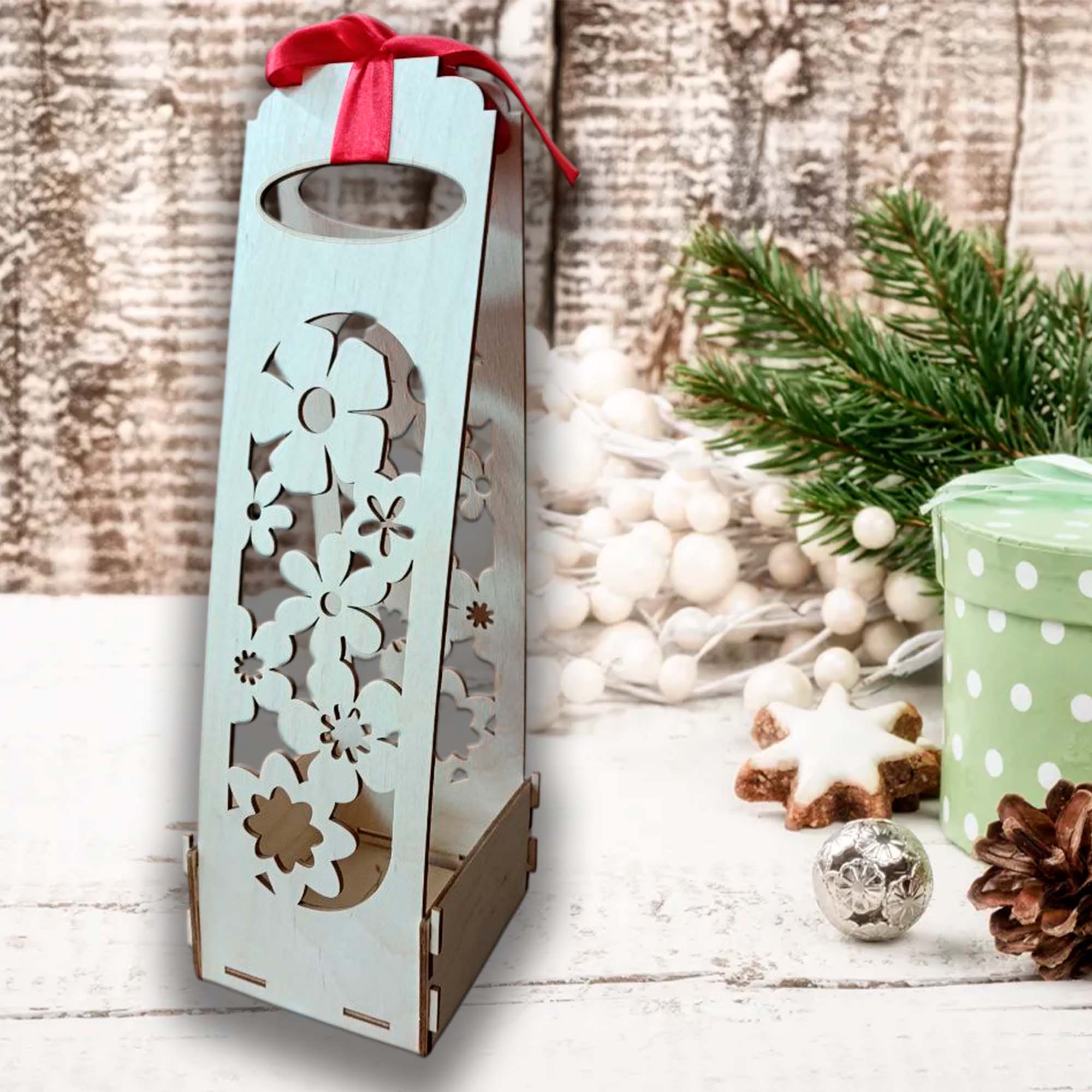 Коробка подарочная 12,5*12,5*35см ДомВуд Снежинки Экошпон Ф225 Коробка подарочная 12,5*12,5*35см ДомВуд Снежинки Экошпон Ф225