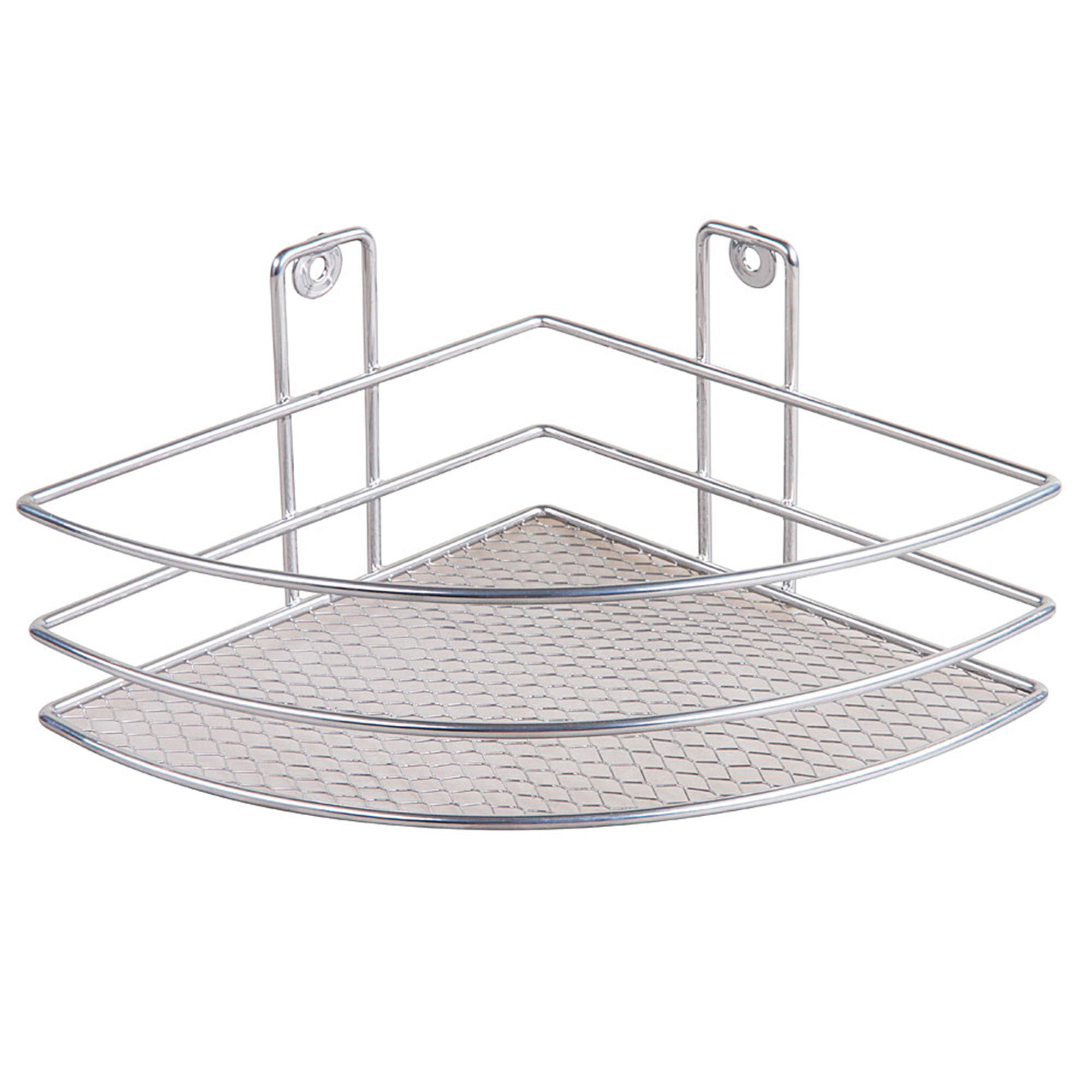 Полка угловая с сетчатым дном 1 ярус хром зеркало арт. ПУС-1