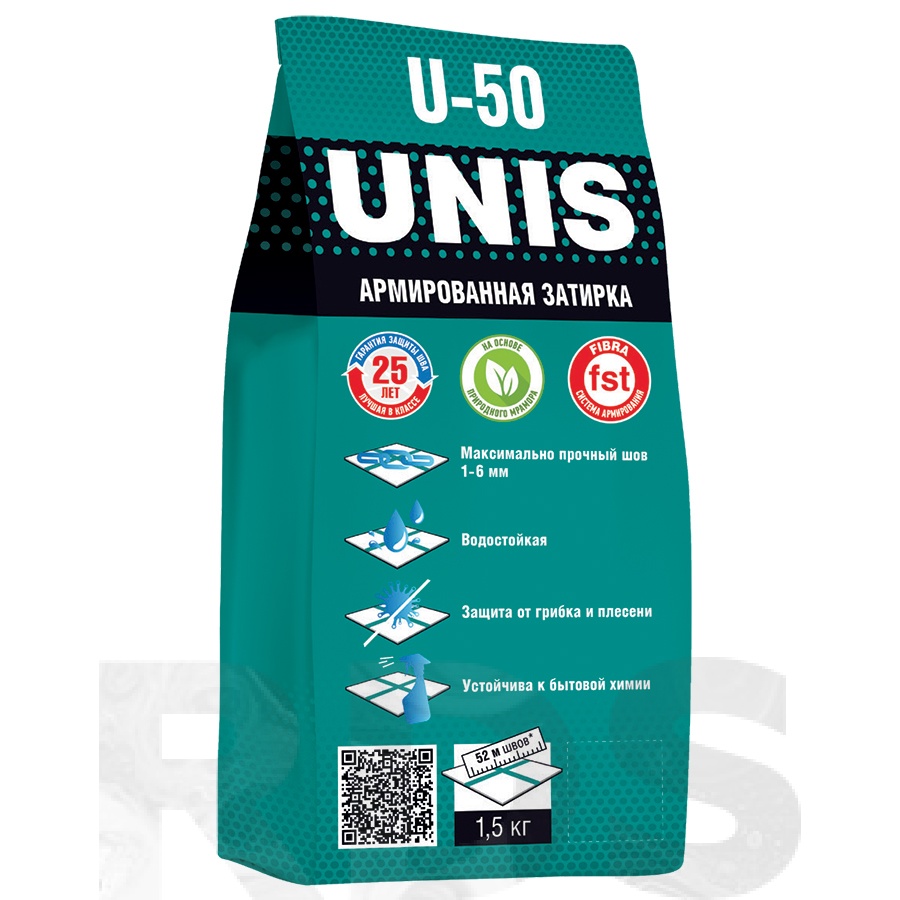 Затирка для швов белая "Юнис" 1,5кг.U-50 С-01