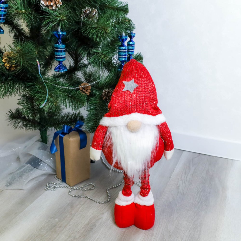 Гном декоративный новогодний  60 см, на телескопических ногах 
